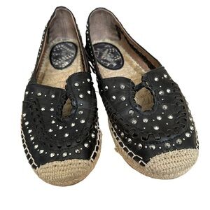 Sam Edelman Black leather espadrilles with stud detail size 8.5 goth whimsigoth